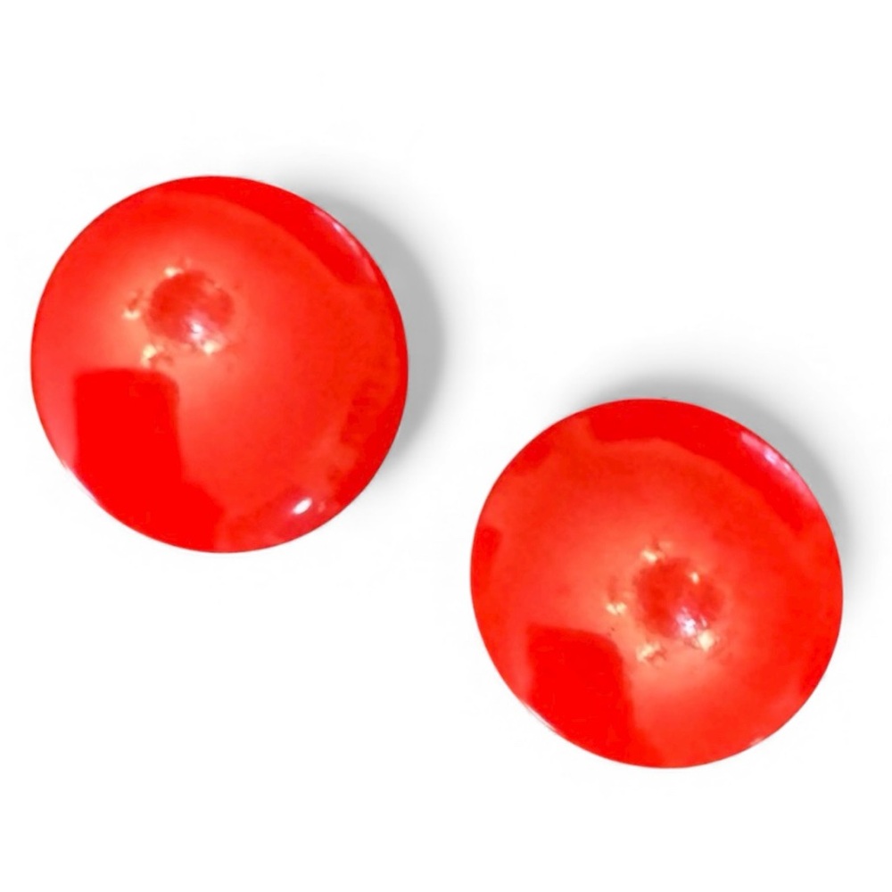 Vibrant Apple 🍎 Red Button Earrings EUC
